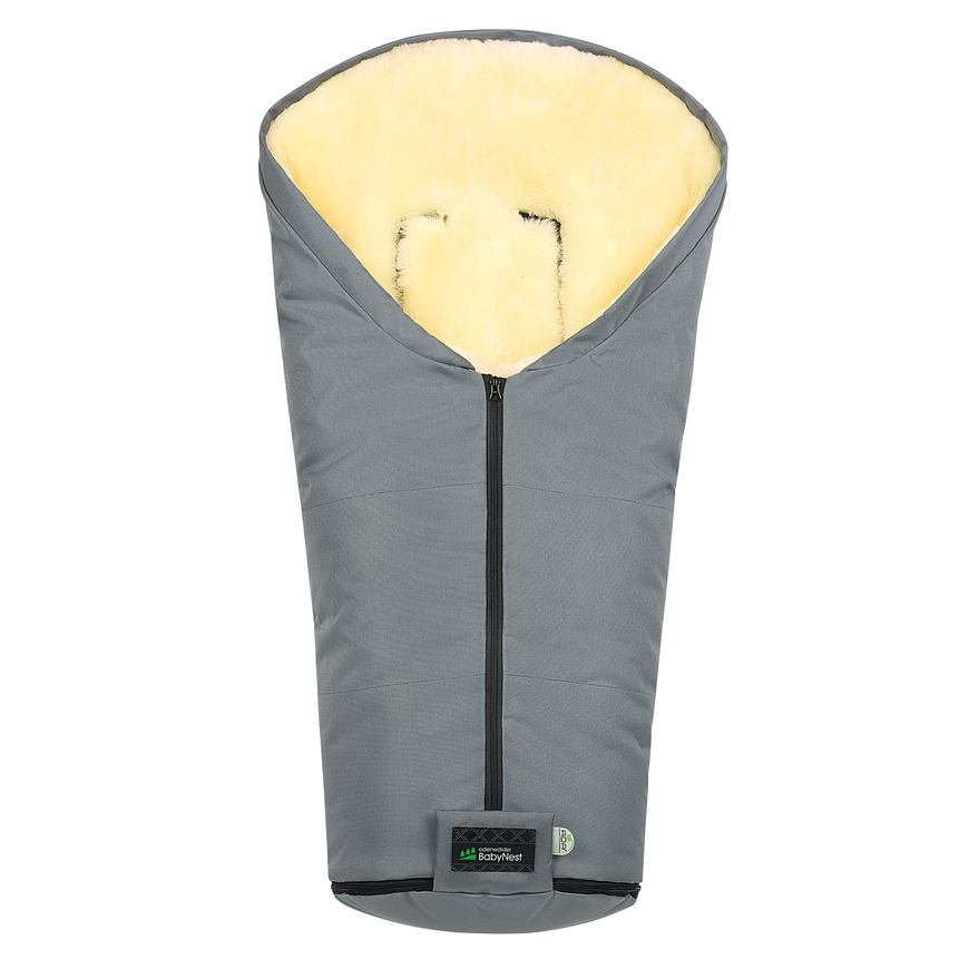 Odenwälder Lammfellfußsack Henry Winterfußsack Kinderwagen Stone grau 92cm Fell - 2000580837605