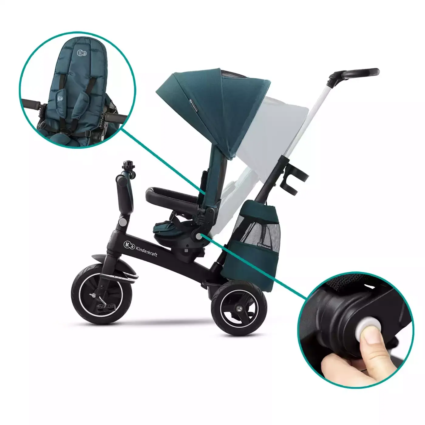 B-Ware Kinderkraft Dreirad Kinderfahrrad Easytwist Grün Rucksackbeutel Getränkehalter - 2000581307503