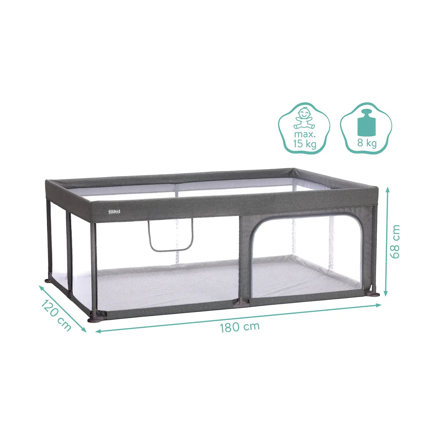 B-Ware Fillikid Laufgitter Rio Xl Spielfläche Kinder Laufstall Grau Seitlicher Einstieg - 2000585967406