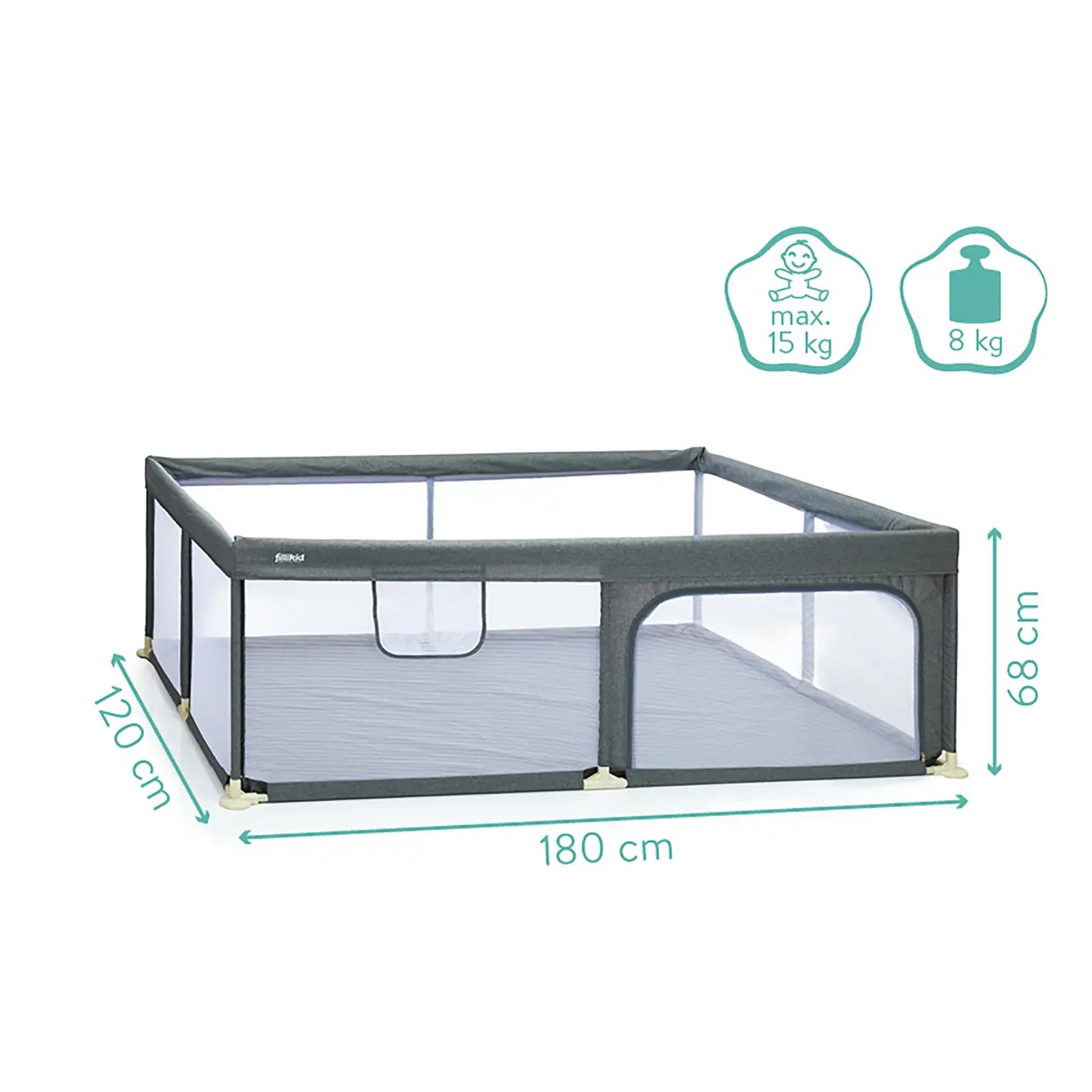 B-Ware Fillikid Laufgitter Rio Xl Spielfläche Kinder Laufstall Grau Seitlicher Einstieg - 2000585967406