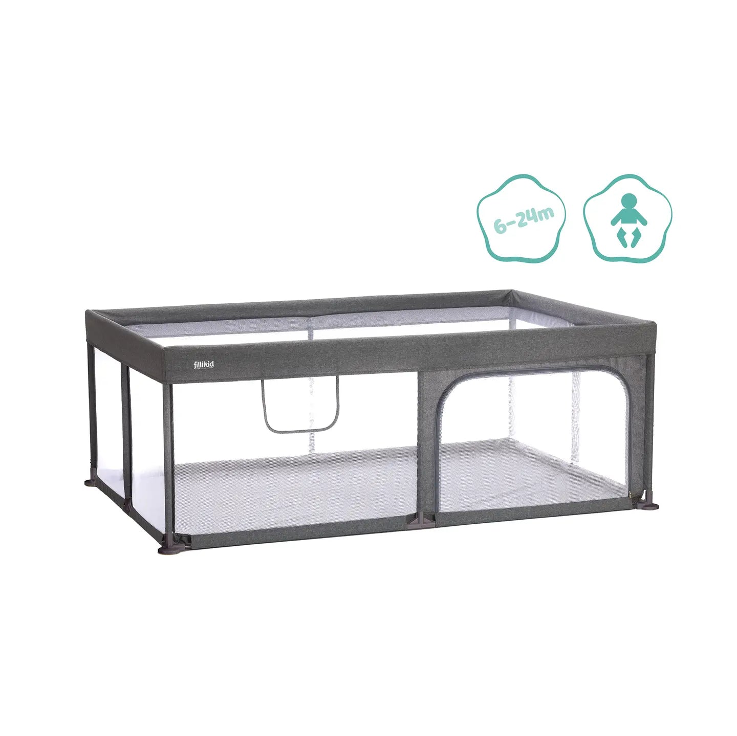B-Ware Fillikid Laufgitter Rio Xl Spielfläche Kinder Laufstall Grau Seitlicher Einstieg - 2000585967406