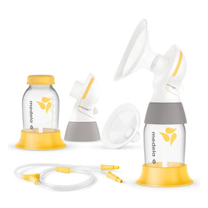 B-Ware Medela Pumpset Doppelset Milchpumpe Stillset Gelb Aufbewahrung Brusthaube