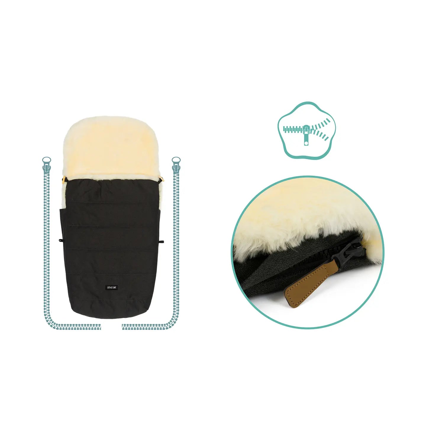 B-Ware Little One Winterfußsack Fußsack Kinderwagen Buggy Explore Ebenholz Lammfell - 2000588264007