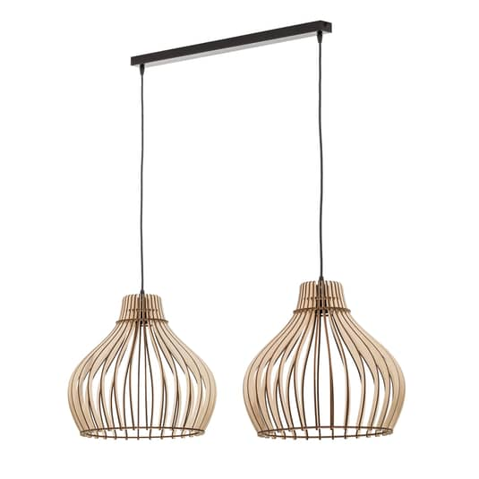 Euluna Hängeleuchte Barrel 2 Fl. Holz Hängelampe Deckenlampe Lampe Leuchte E27 B-Ware - 11815247239782