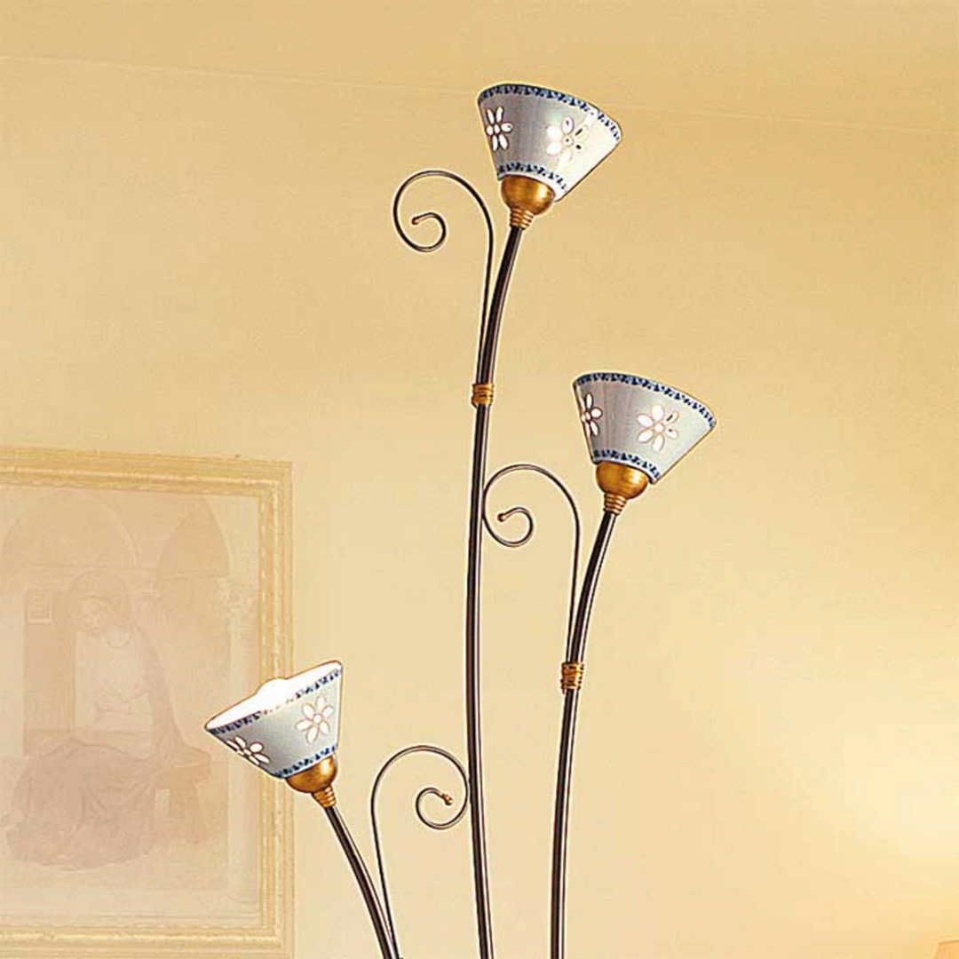 Ceramiche Stehleuchte Liberty Standleuchte Lampe Leuchte 3 Flg. E14 Weiß/Bronze B-Ware - 2013038