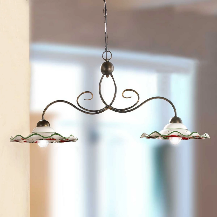 Ceramiche Hängeleuchte Rosolacci Pendelleuchte Hängelampe Keramikschirm 2flg E27 B-Ware - 2013085