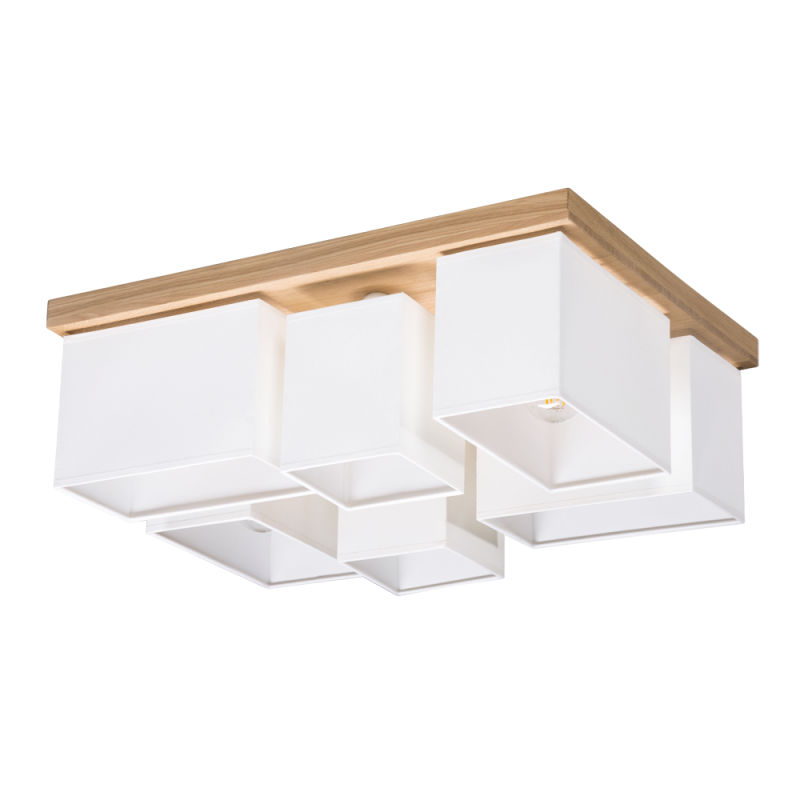 B-Ware Spot Light Deckenleuchte Paloma V Baumwollstoff Eiche massiv 6-flammig Lampe