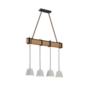 B-Ware Lucande Hängeleuchte Pendelleuchte Holzlampe E14 schwarz eiche