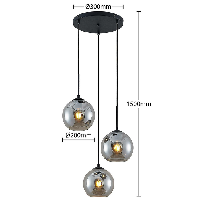 Lindby Jurian Pendelleuchte Hängelampe Deckenlampe Lampe Licht 3-flg E27 schwarz