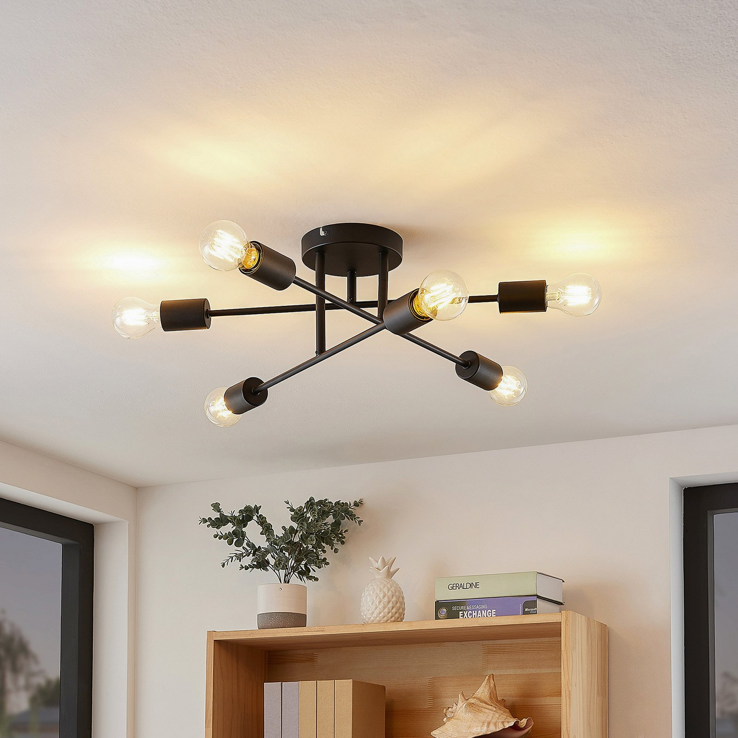 Lindby Estar Deckenleuchte Lampe Leuchte Sechsflammig Schwarz Metall E27 230 V B-Ware - 4251096583557