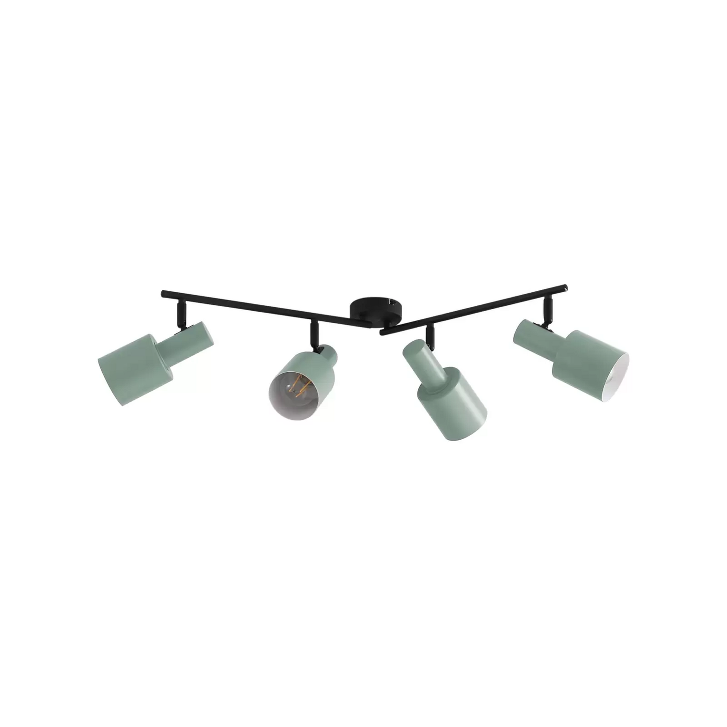 Plafonnier Lindby Ovelia de catégorie B, vert/noir, lampe de plafond longue, spot, lampe 571