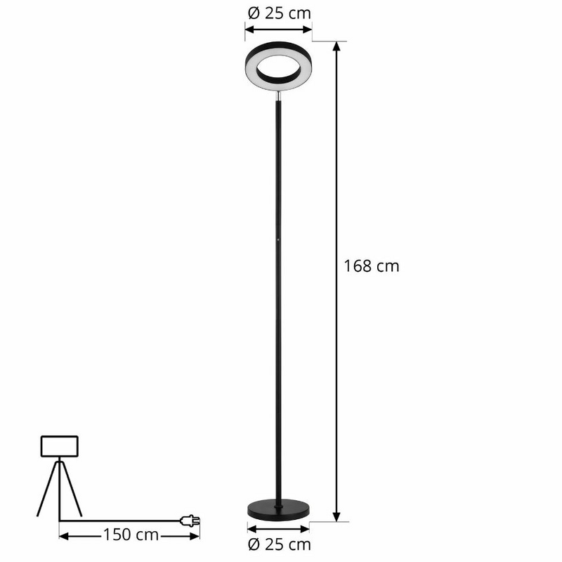 Lampadaire LED Lindby Cilian, métal noir, RGBW, variateur tactile Tuya Smart App