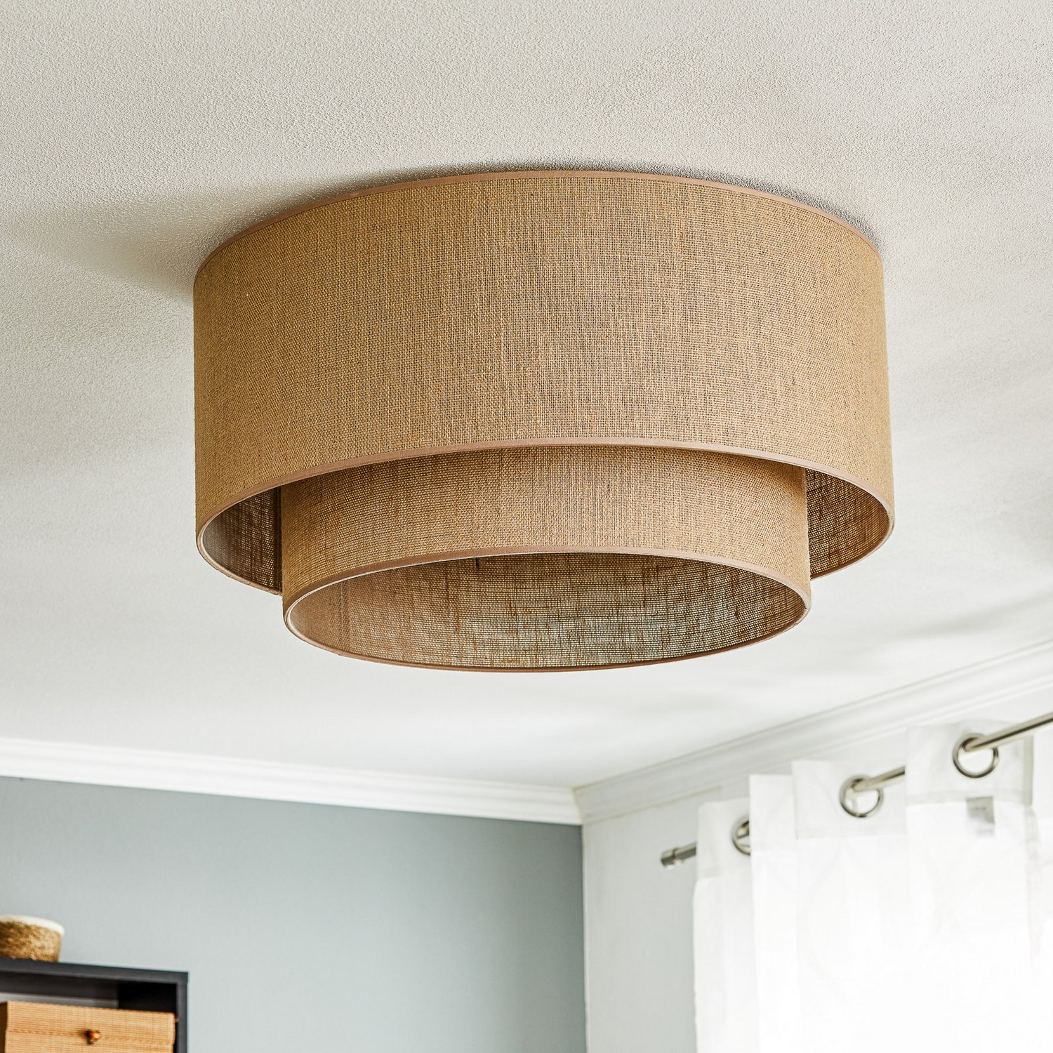 B-Ware Euluna Boho Jute Deckenleuchte Deckenlampe Deckenlicht Leuchte Naturbraun ø60cm