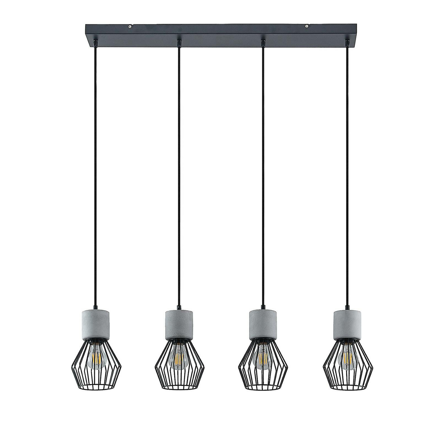 Lindby Tamalin Pendelleuchte Pendelleuchte Lampe Beton 4 Flammig E27 Schwarz Gra B-Ware - 4251911705942