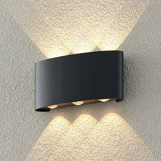 Wandleuchte Wandlampe LED ELC Emirana LED-Außenwandleuchte Wandlicht Alu Glas