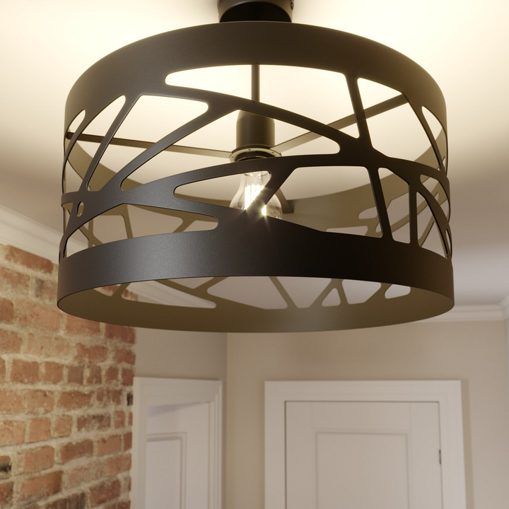 Euluna Deckenlampe Modul Deko Deckenlampe E27 Frez Musterschirm ø 39cm Schwarz B-Ware