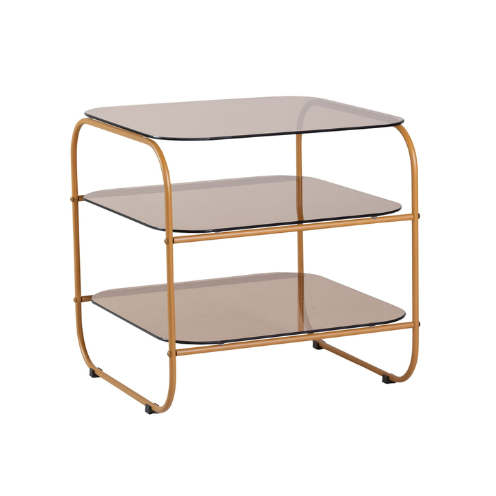 Hübsch Interior Beistelltisch Couchtisch Sofatisch Mit 3 Ebenen Orange Bernstein B-Ware