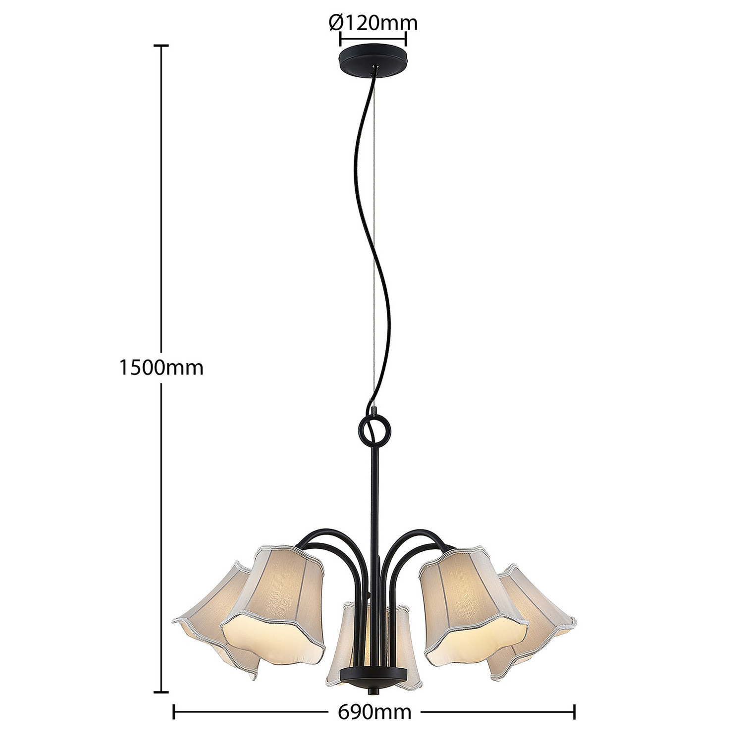 Lucande Binta Hängelampe Fünfflammig Silbergrau Deckenlampe Deckenleuchte Lampe B-Ware - 4251911726206