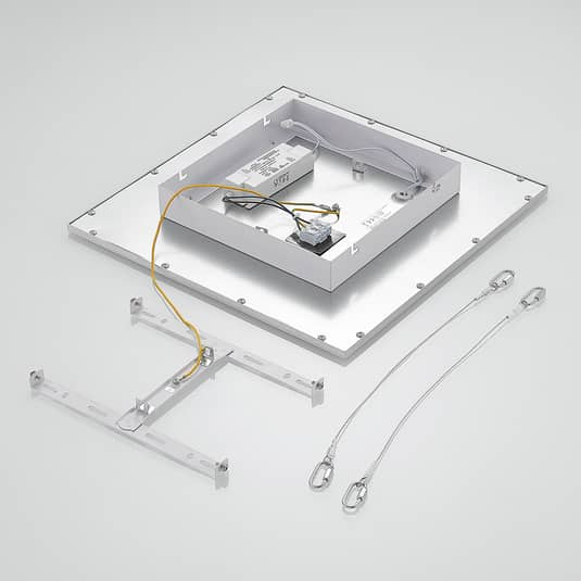 B-Ware Prios Led Panel Deckenleuchte Flächenleuchte Gelora Silber Kunststoff Aluminium