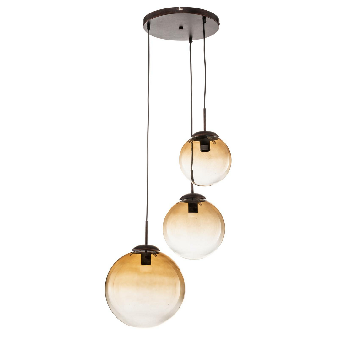 Globo Glas-Hängeleuchte Varus Hängelampe Lampe Leuchte amber 3-flmg E27 Ø 51419