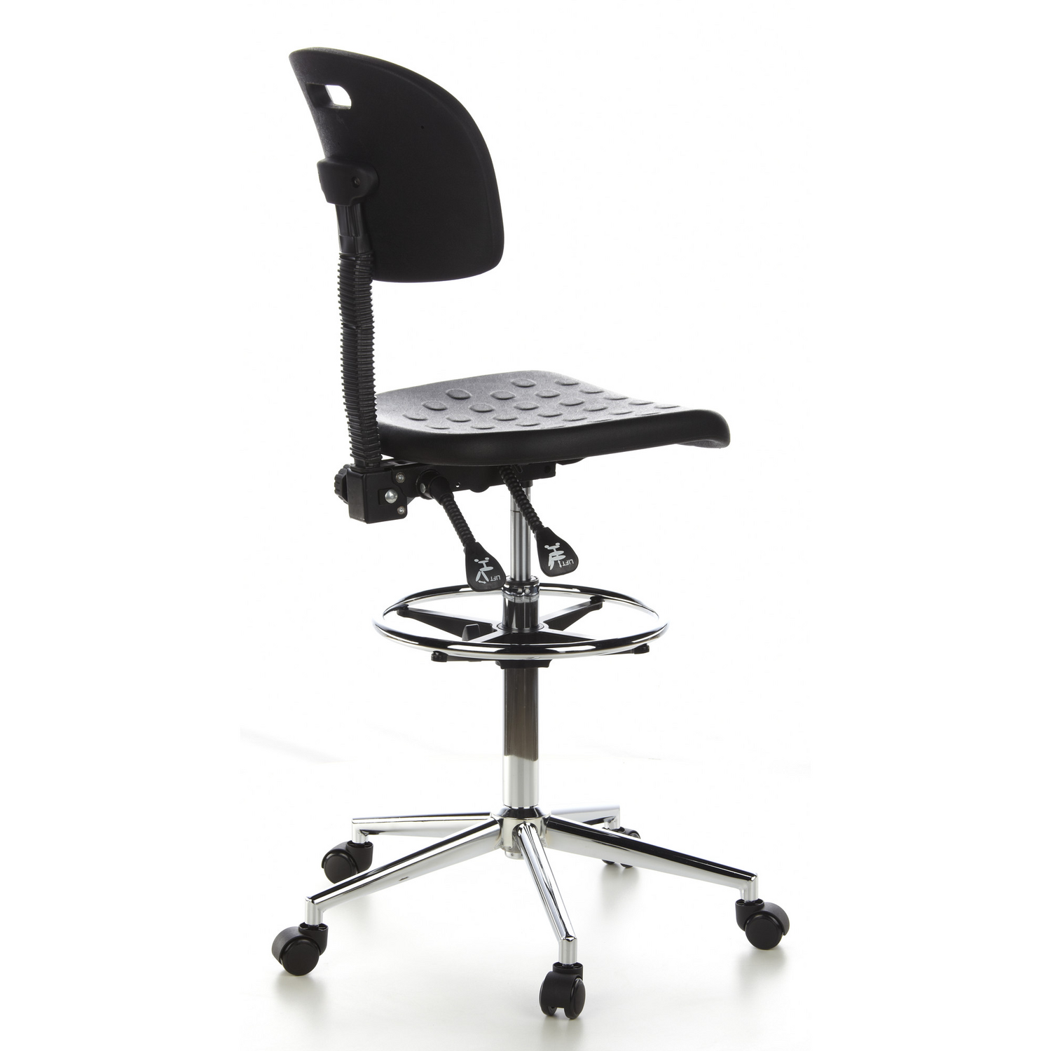 Hjh Office Hocker / Drehhocker / Arbeitsstuhl Top Work 23 Hartschaum Schwarz Chr B-Ware - 4260182535073