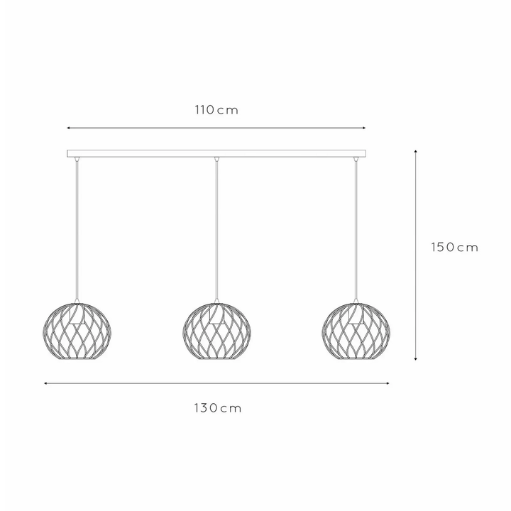 Lucide Hängeleuchte Danza Pendelleuchte Deckenlampe Lampe Dreiflammig Schwarz81 B-Ware - 5411212211552