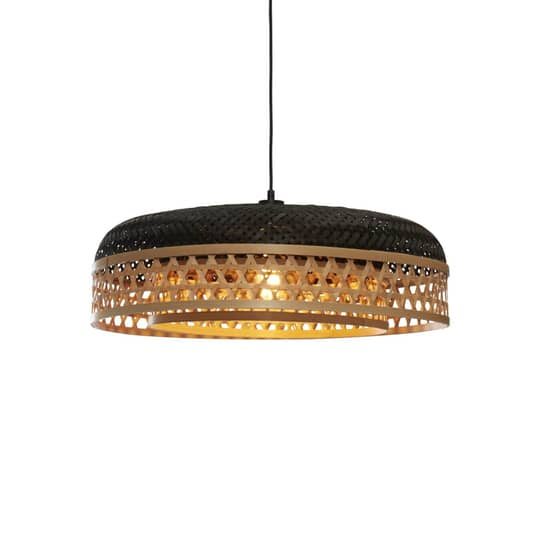 GOOD & MOJO Ubud Hängeleuchte Hängelampe Deckenlampe Lampe Ø 60cm natur schwarz