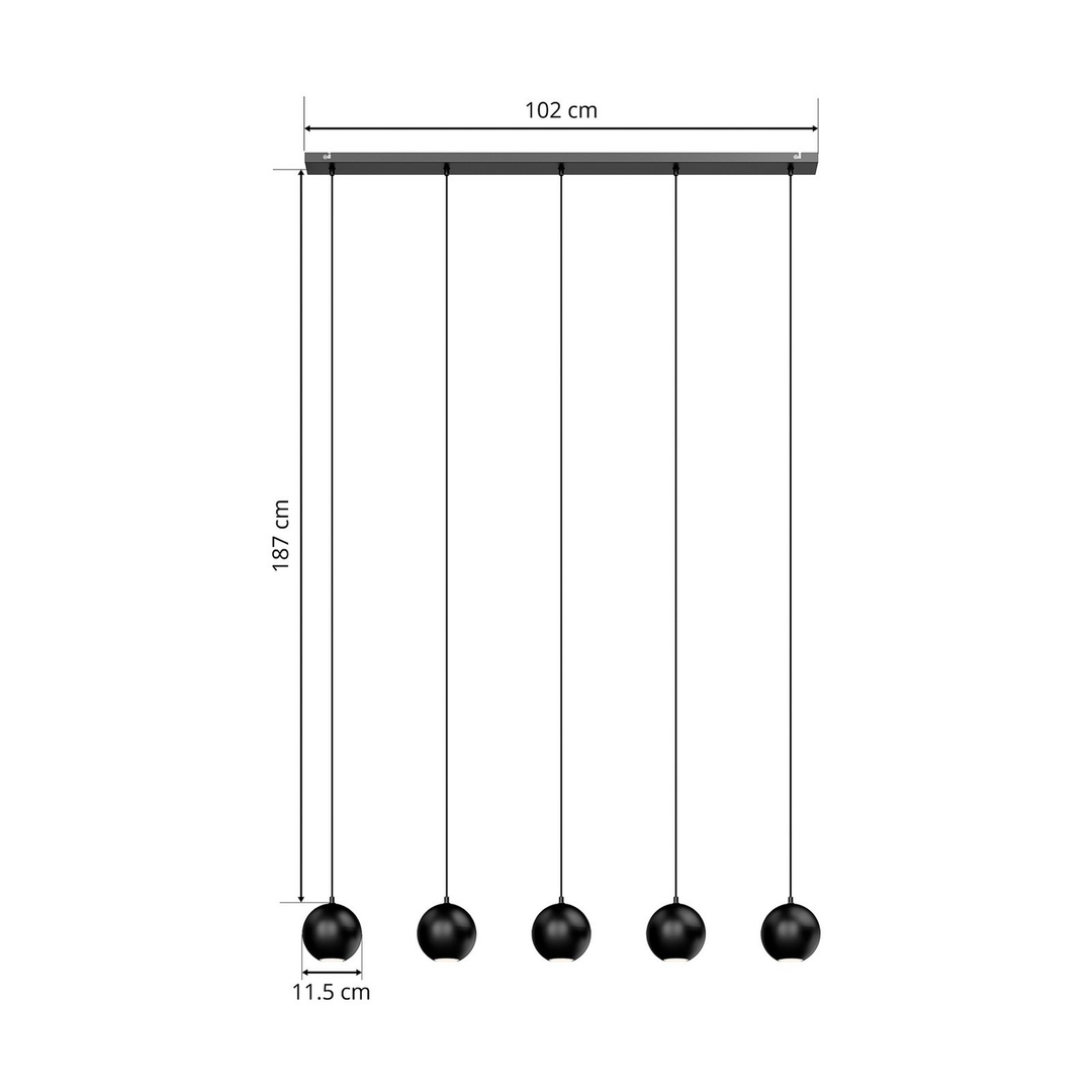 Euluna Pendelleuchte Midnight Deckenlampe Hängeleuchte 5 Flammig Gu10 Schwarz B-Ware
