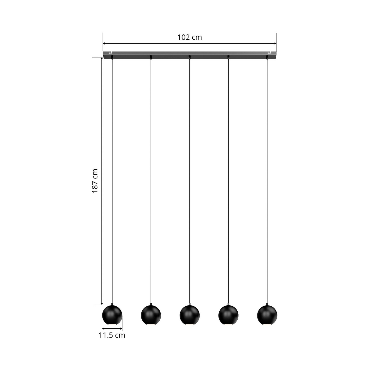 Euluna Pendelleuchte Midnight Deckenlampe Hängeleuchte 5 Flammig Gu10 Schwarz B-Ware