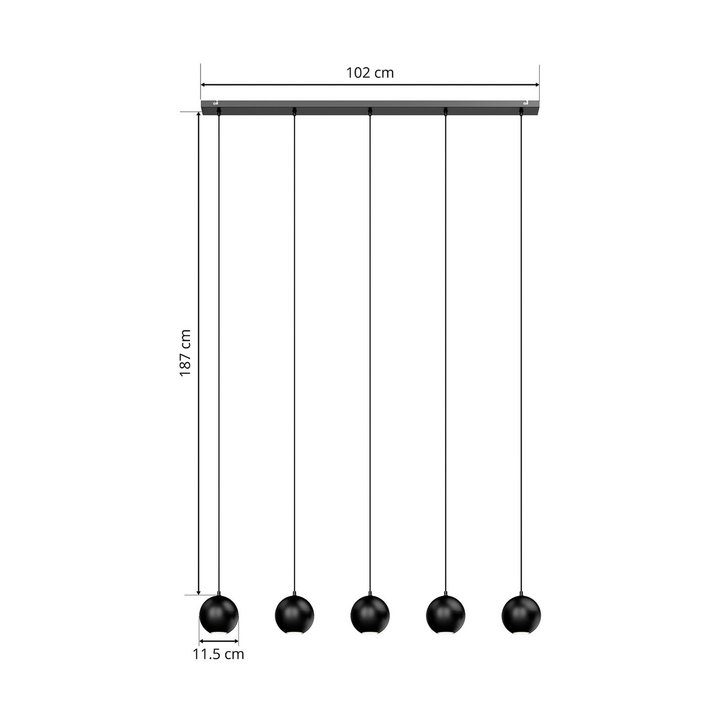 Euluna Pendelleuchte Midnight Deckenlampe Hängeleuchte 5 Flammig Gu10 Schwarz B-Ware