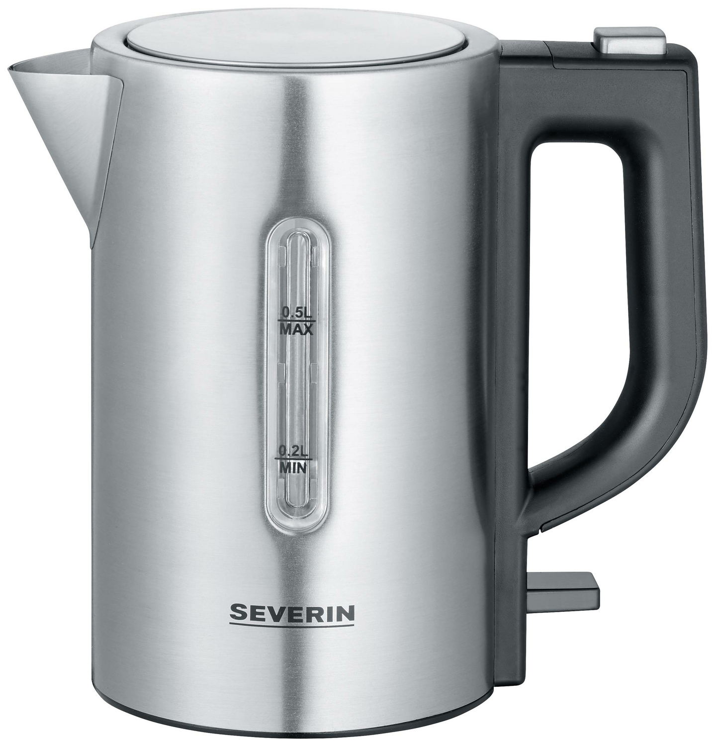 Bouilloire Severin, sans BPA, en acier inoxydable noir, 0,5 L, produit de seconde main.