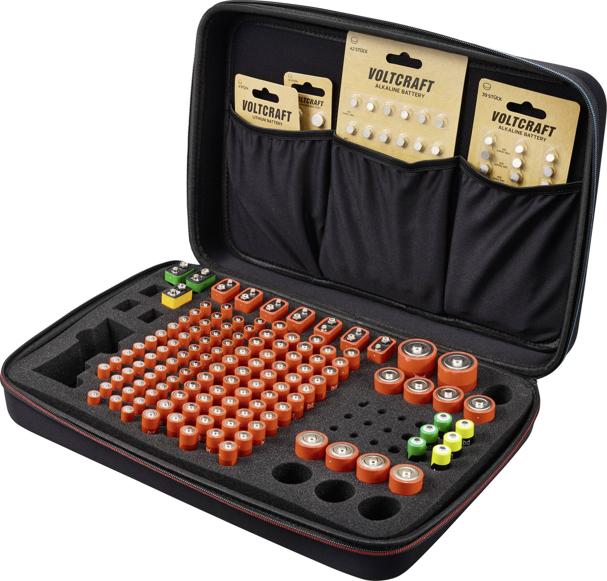 VOLTCRAFT BB-146-1 Batteriekoffer 146x Micro AAA MignonAA Baby C Mono D 9V Block - 4064161308012