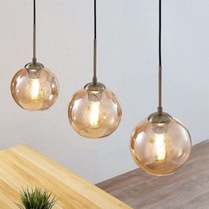 B-Ware Lindby Pendant Light Sofian, Amber, Glass, 100 Cm, 3-bulb