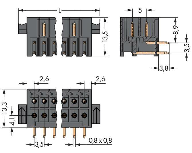 B-Ware Wago Stiftleiste Standard Stecker Polzahl Gesamt 10 Rastermaß: 3.50 Mm 50 St.