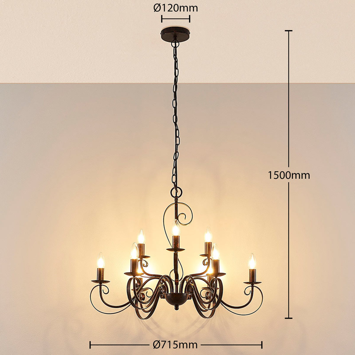 Lindby Landhaus-Kronleuchter Caleb Hängeleuchte Deckenlampe Pendelleuchte E14 - 4251096509991