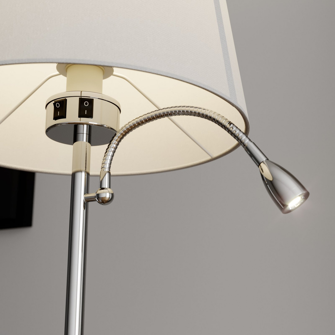 Lindby Benjiro Stoff-Stehlampe LED-Leselicht Wohnzimmerleuchte Standleuchte E27