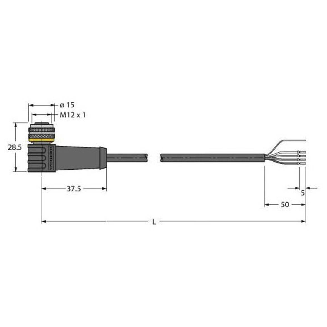 Turck 6626337 1 St. Sensor-Anschlussleitung Aktor-Anschlussleitung 5m Polzahl 4
