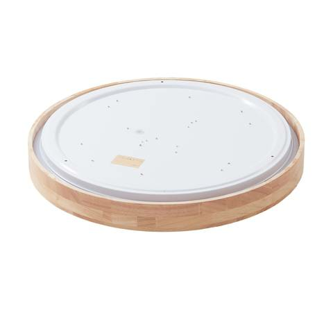 Plafonnier LED Lindby Innes, lampe de plafond, applique murale, bois, Ø50,5 cm, Smart