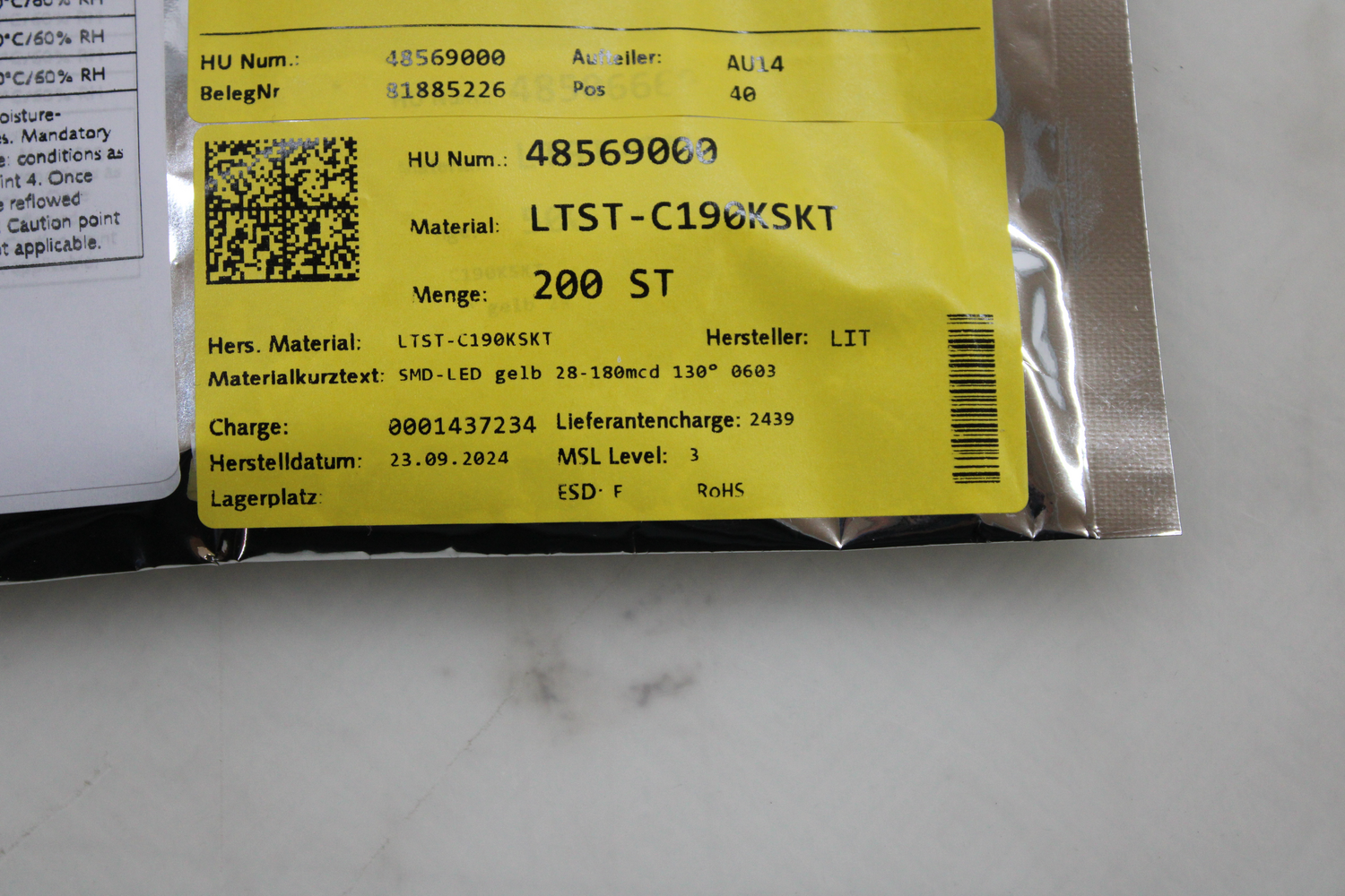 B-Ware Lite On Ltst C190 Krkt Smd Led 0603 Rot 80 Mcd 130 ° 20 200 Stück