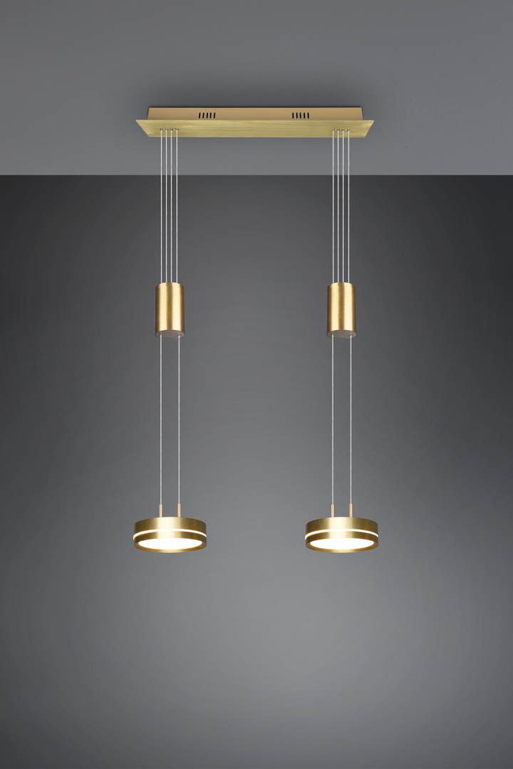 Trio Led Pendelleuchte Hängeleuchte Franklin 326510208 2 Flammig 3000 K Messing B-Ware - 23591714