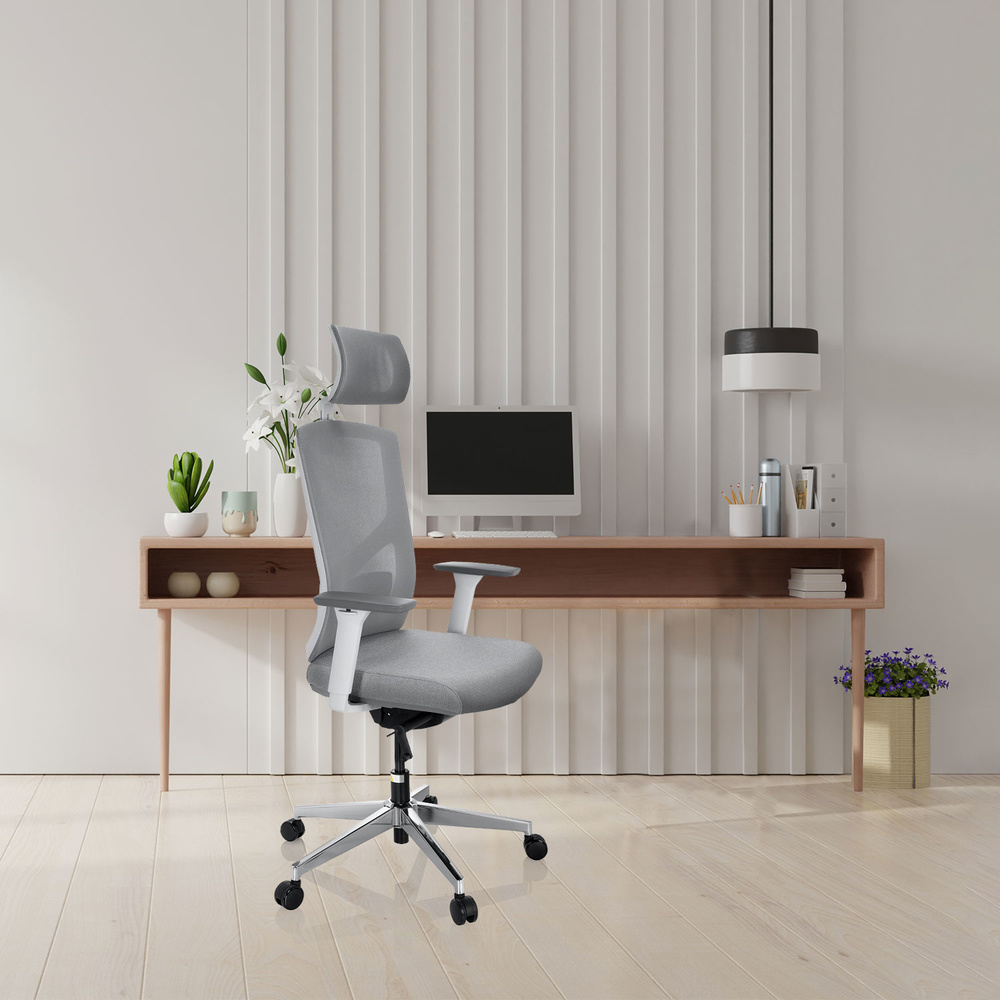 hjh OFFICE Bürostuhl Drehstuhl Stuhl Stoff grau Armlehnen höhenverstellbar