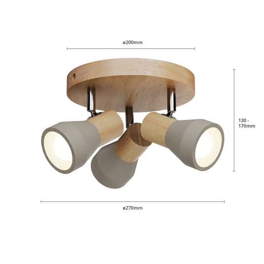 Lindby LED-Strahler Filiz Lampe Leuchte Deckenlampe  3-fl. E14 rund Holz Be758