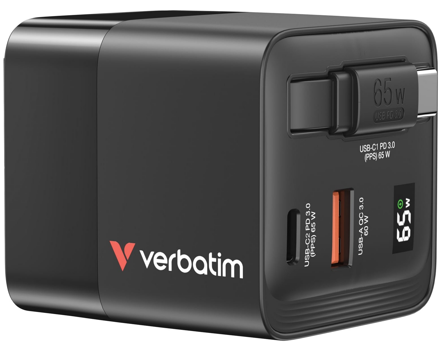 Verbatim Ladeadapter Netzteil Usb C Netzteil 65 W Retractable Schwarz B-Ware - 23942322177
