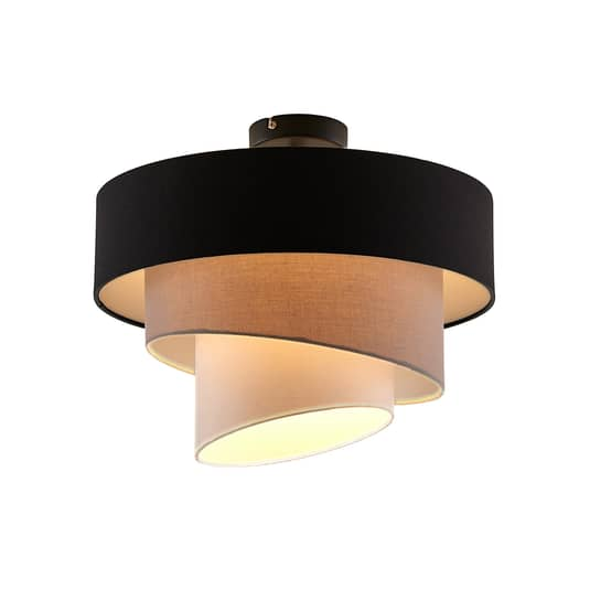 Plafonnier Lindby Coria, 60 W, IP20, 230 V, noir et gris