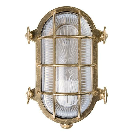 Moretti Luce Wandlampe Tortuga Wandleuchte Lampe oval 22,5cm messing natur klar