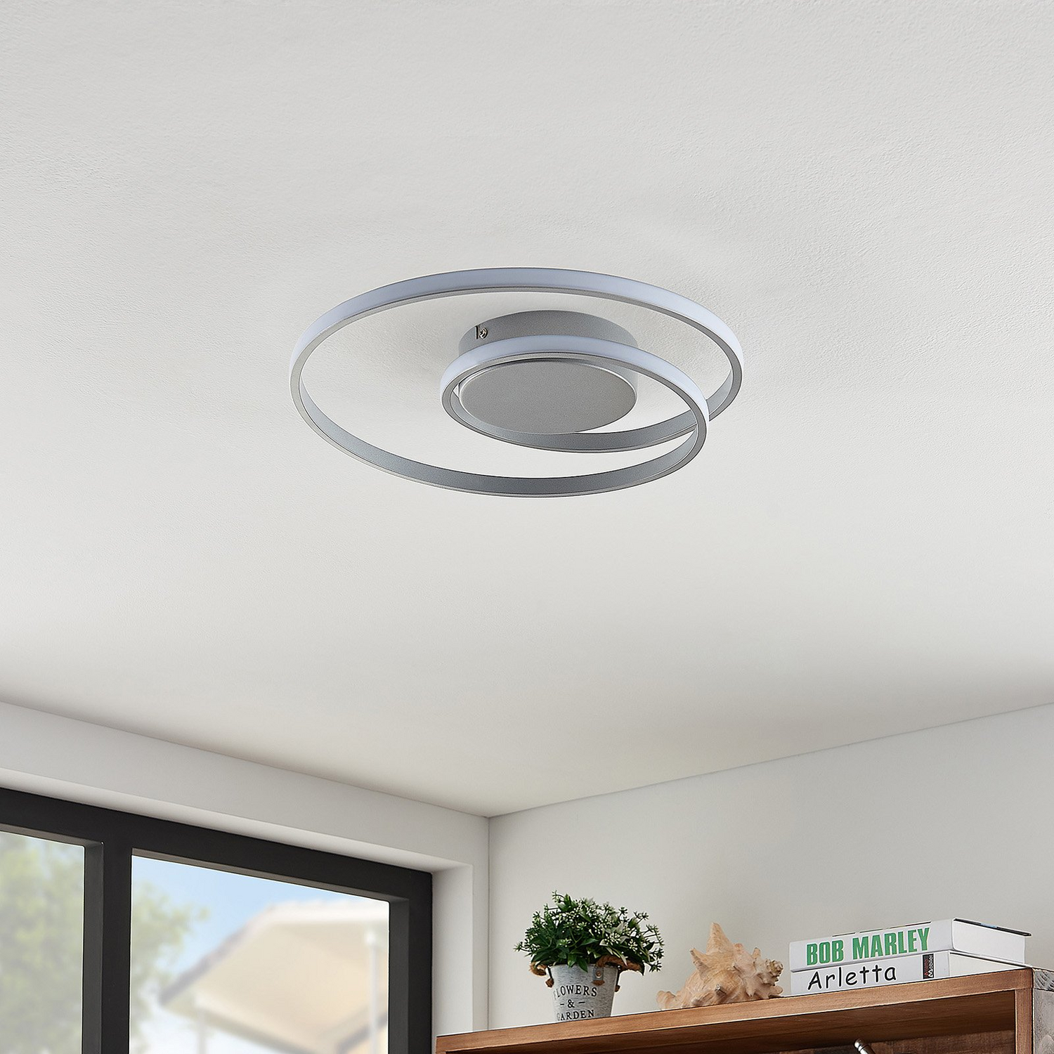 B-Ware Lindby Kyron Led Deckenlampe Deckenlampe Lampe Leuchte 22 W Silber Titanfarbi597