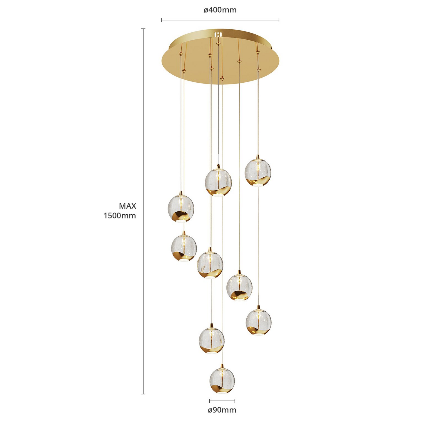B-Ware Lucande Pendelleuchte Hängelampe Led Hayley Gold Glas Leuchte Lampe Beleuchtung