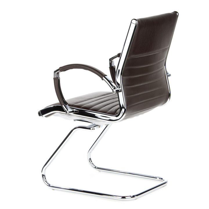 Hjh Office Parma V Konferenzstuhl Freischwinger Stuhl Leder Braun Chrom747 B-Ware - 4260182538548