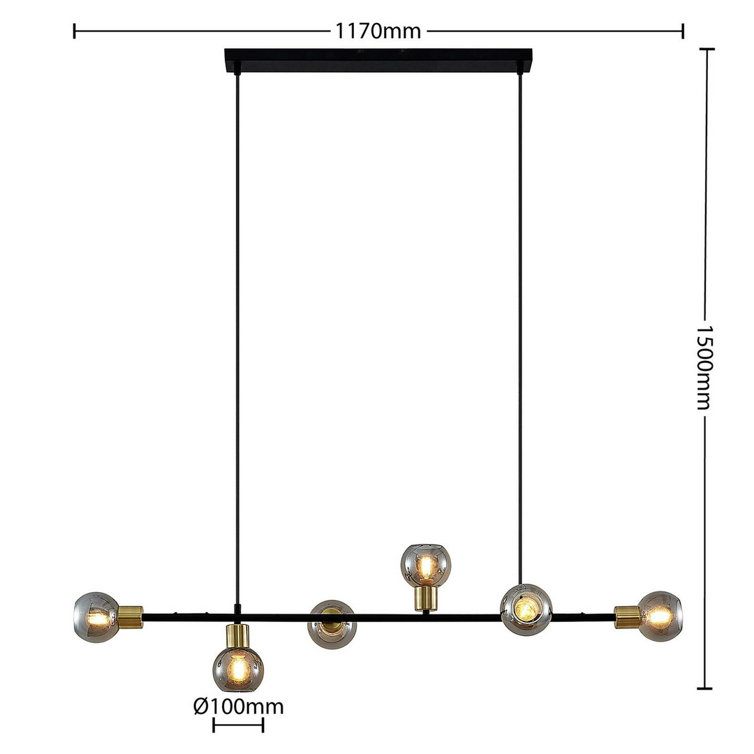 Lindby Biscala LED-Pendellampe Hängelampe Deckenlampe E14 schwarz messing rauch