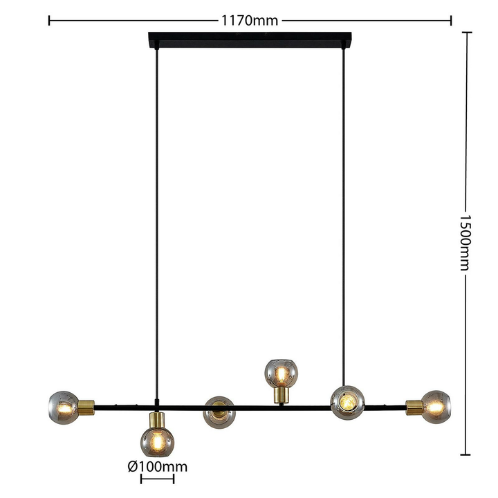 Lindby Biscala LED-Pendellampe Hängelampe Deckenlampe E14 schwarz messing rauch